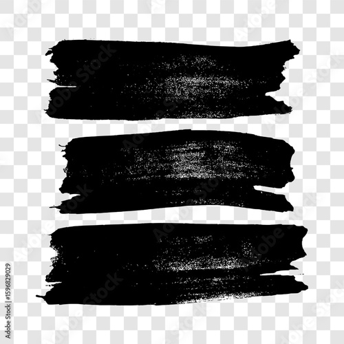 Set of black hand drawn brush strokes