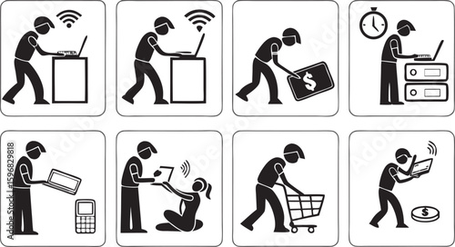 Essential Life Icon Set – Finance, Insurance, Education, and Household Symbols