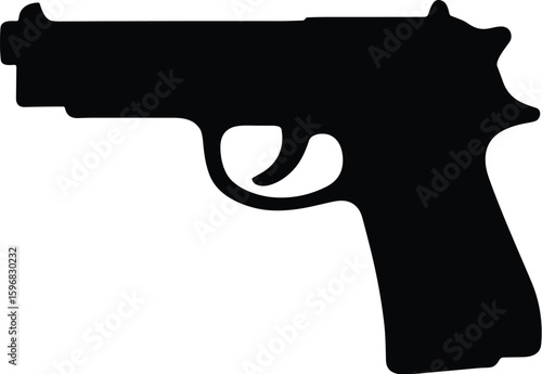 Pistol vector black silhouette print design