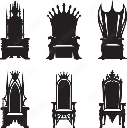 Ornate black thrones and chairs royal regal