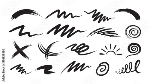 Vector Strokes A Variety of Brush Strokes and Doodle Elements in Design Assets 