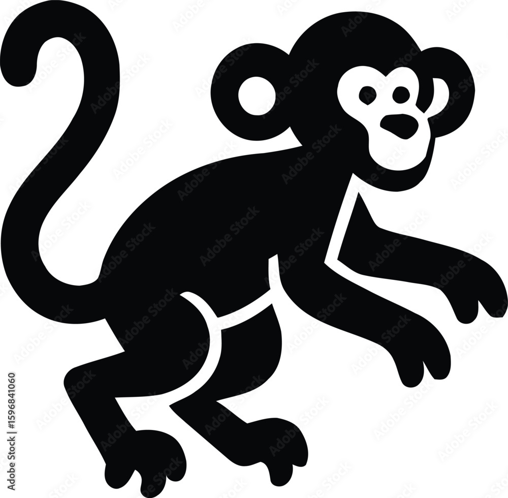 Obraz premium Playful monkey silhouette with curly tail