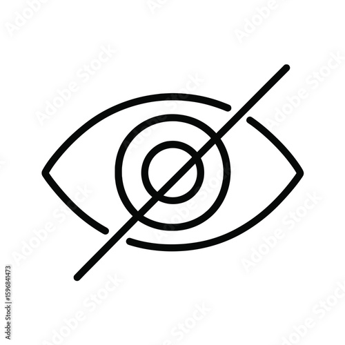 Eye icon with a slash representing invisibility concept  