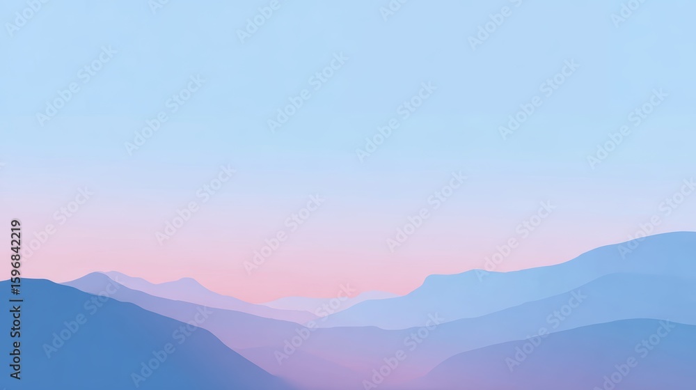 Obraz premium Serene abstract landscape with gradient blue and pink mountains