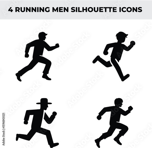 Four black mouse silhouettes in different poses silhouette