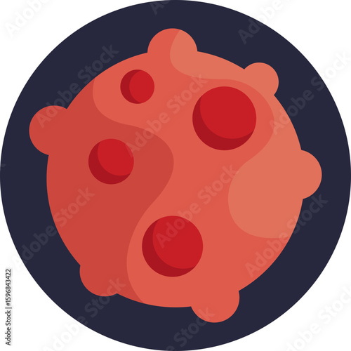 Stylized depiction of an abnormal cancer cell with irregular shape and surface projections.