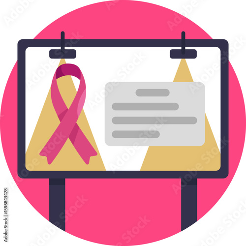A simple ribbon icon used to promote cancer awareness and encourage early detection.