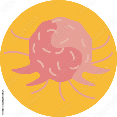 Illustration of an abnormal cell mass representing a tumor, often associated with cancer diagnosis.
