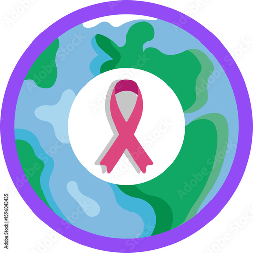 An emblematic ribbon representing solidarity in the fight against cancer worldwide.