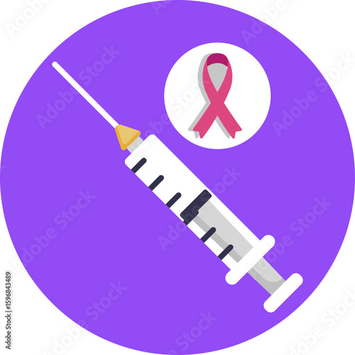 Medical syringe symbolizing cancer treatment and chemotherapy injections.