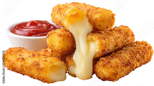 Fried Mozzarella Sticks with Tomato Sauce Cheesy Appetizer Warm Snack Comfort Food
