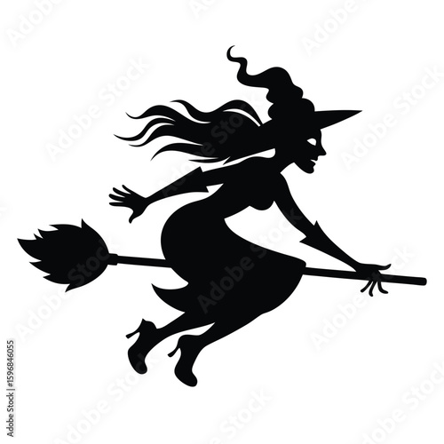 Flying Witch Halloween Silhouette
