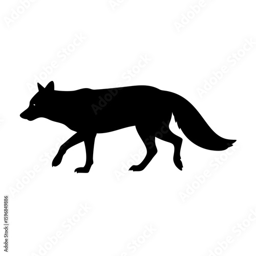black stealthy woodland predator fox icon design

