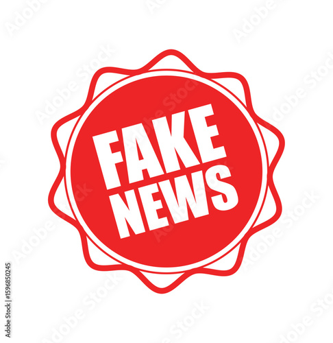 Fake News Stamp – Bold Red Vector Label Icon for Warning, Hoax Alerts, and Disinformation Notices