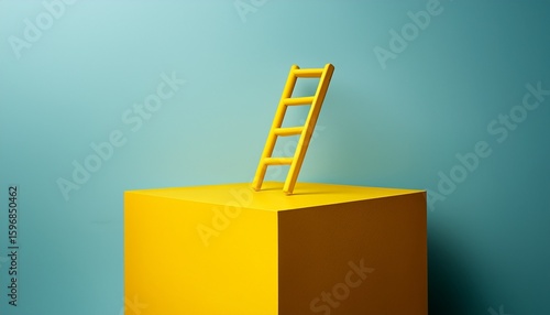 yellow ladder on a square podium