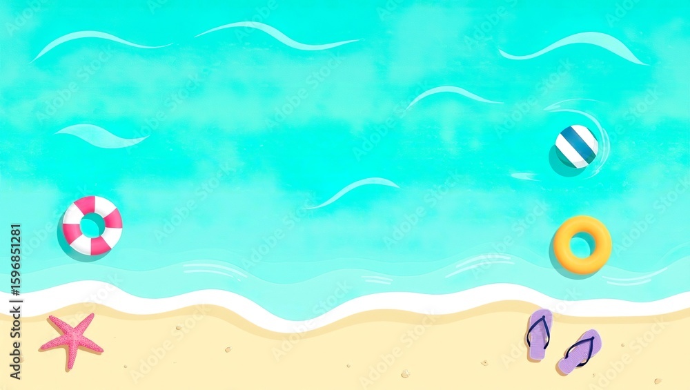 Naklejka premium summer vector background with beach illustrations for banners, cards, flyers, social media wallpapers