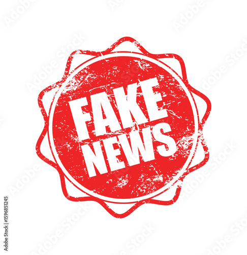 Fake News Stamp – Bold Red Vector Label Icon for Warning, Hoax Alerts, and Disinformation Notices