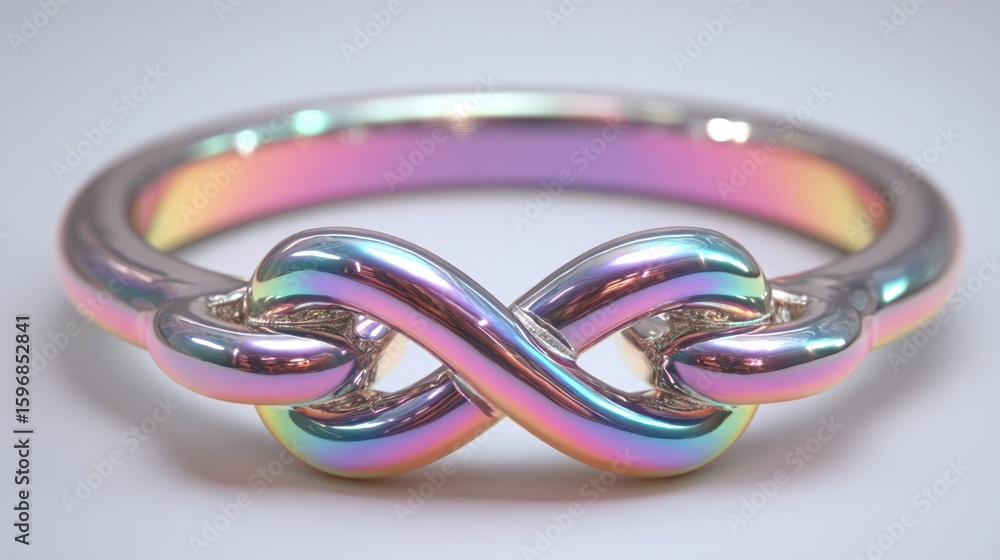 Fototapeta premium Colorful infinity knot ring design close-up.