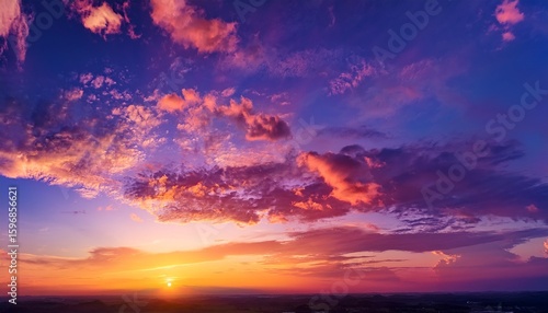 sunset sky clouds in the evening with red orange yellow and purple sunlight on golden hour after sundown romantic sky in summer on dusk twilight