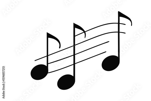 Black Musical Notes on a Staff Displaying Melody and Harmony