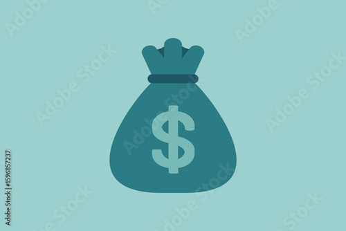 A blue bag with a dollar sign on it