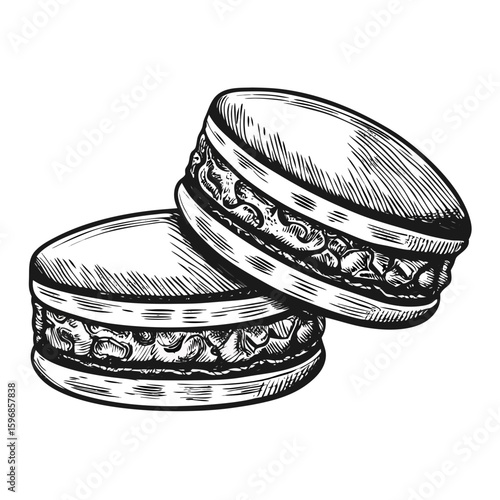 Delicious alfajores, traditional confections, presented in an elegant design. These alfajores showcase delectable flavors, inviting dessert indulgence, a treat for any occasion.