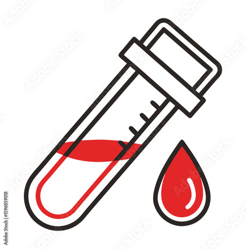 Vector illustration icon of blood test and blood pressure measurement tools
