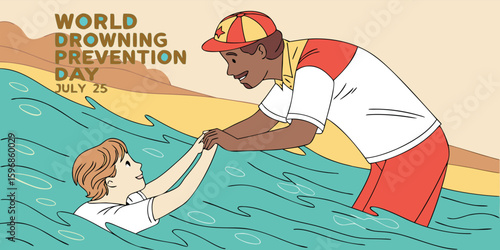 Lifeguard rescues child from water on world drowning prevention day ocean