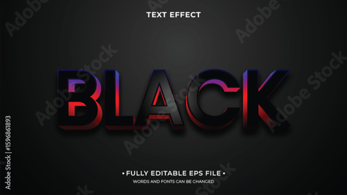 editable black text effect, 3d text effect