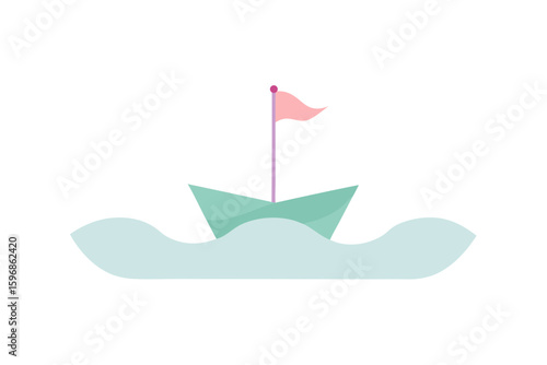 A Vector Art Of A Paper Boat Floating On Gentle Waves