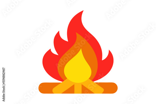 A Brightly Colored Cartoon Campfire With Simple Design