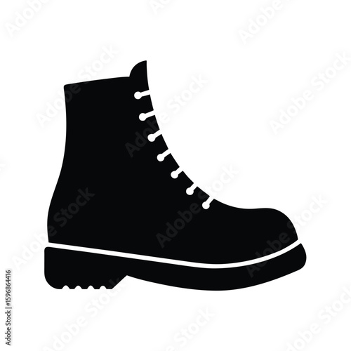 Bold military combat boot silhouette graphic design