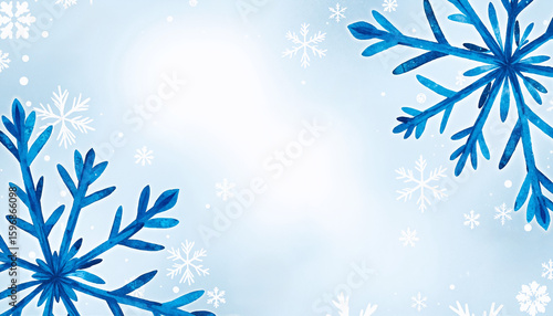 Snowflakes on blue background for holiday Christmas cards  