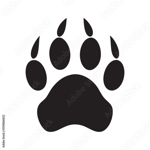 A stylized bear paw print silhouette rendered in a clean vector graphic suitable for various design applications