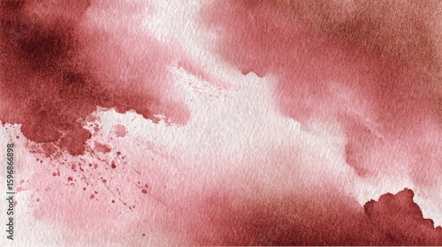 Watercolor wash background with bleeding ink effects in dusty rose tones