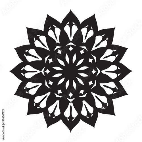 Intricate cultural mandala design with vibrant colors and classic typography