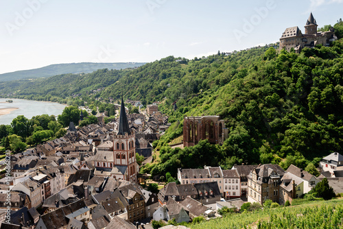 Bacharach aerial panoramic view. Bacharach is a small town in Rhine valley in Rhineland-Palatinate, Germany
