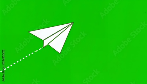 Wallpaper Mural White Paper Airplane Soaring on Green Background. Torontodigital.ca