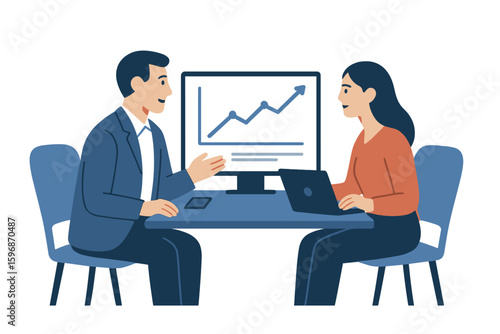 A data analyst is responsible for supervising and regulating income and expenses with a magnifying tool, symbolizing financial management systems and software