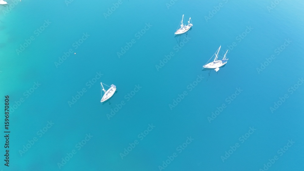Boats serene coastline. Boat turquoise ocean. High quality photo Boats serene coastline. Boat turquoise ocean. High quality photo