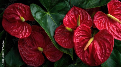Wallpaper Mural Close-up of vibrant red anthurium flowers. Torontodigital.ca