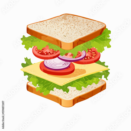 cutaway svg of floating deli sandwich with visible layers, perfect for menus, packaging, or food branding design