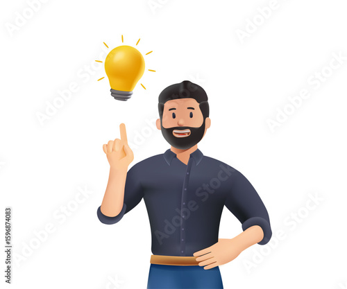 A man of good ideas. Creative mind or brainstorm. Create creative idea concept. Business solutions. Think outside the box. 3D render vector illustration design