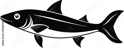 Elegant Pose Black Silhouette Of A Anchovy Resting