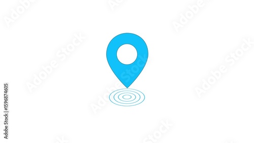 Location pin icon with radio wave animation, Location symbol, Location pin, road location on white background.