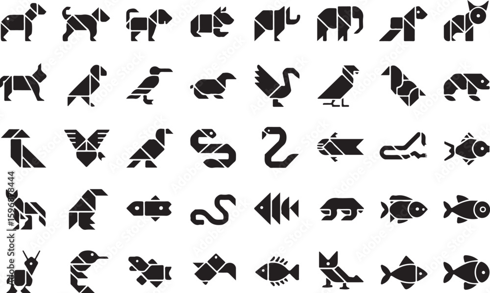 Obraz premium Geometric animal icons vector