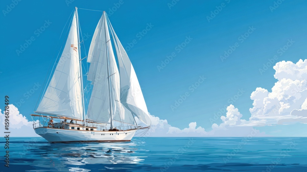 Fototapeta premium Sailing vessel on tranquil sea