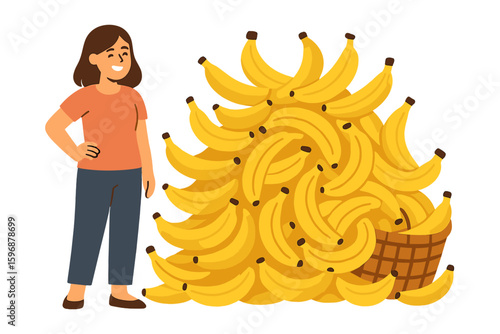 Vector illustration of home composting concept, with character utilizing organic bio waste bin for composting biodegradable garbage in waste organization