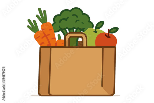 Conceptual ecologic hand drawn vector illustration of a textile eco-friendly reusable shopping bag with Zero Waste lettering