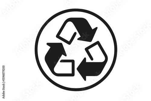 A collection of vector signs for recycling, upcycling, and downcycling, featuring isolated icons on a white background, including black reuse symbols for use in ecological design, marking, and